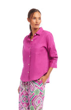 Load image into Gallery viewer, Karen Kane Linen Ruched Sleeve Shirt