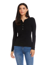 Load image into Gallery viewer, Karen Kane Henley Ribbed Sweater
