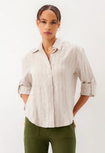Load image into Gallery viewer, Karen Kane Linen Roll-Tab Shirt