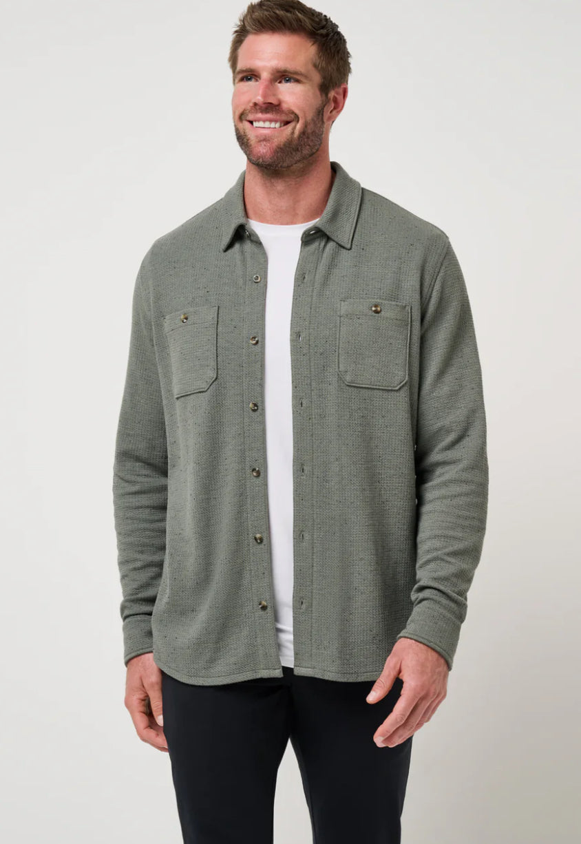 travis mathew dress shirt Travis Mathew Shirt Mens XL Charcoal Black Button Up Long Sleeve