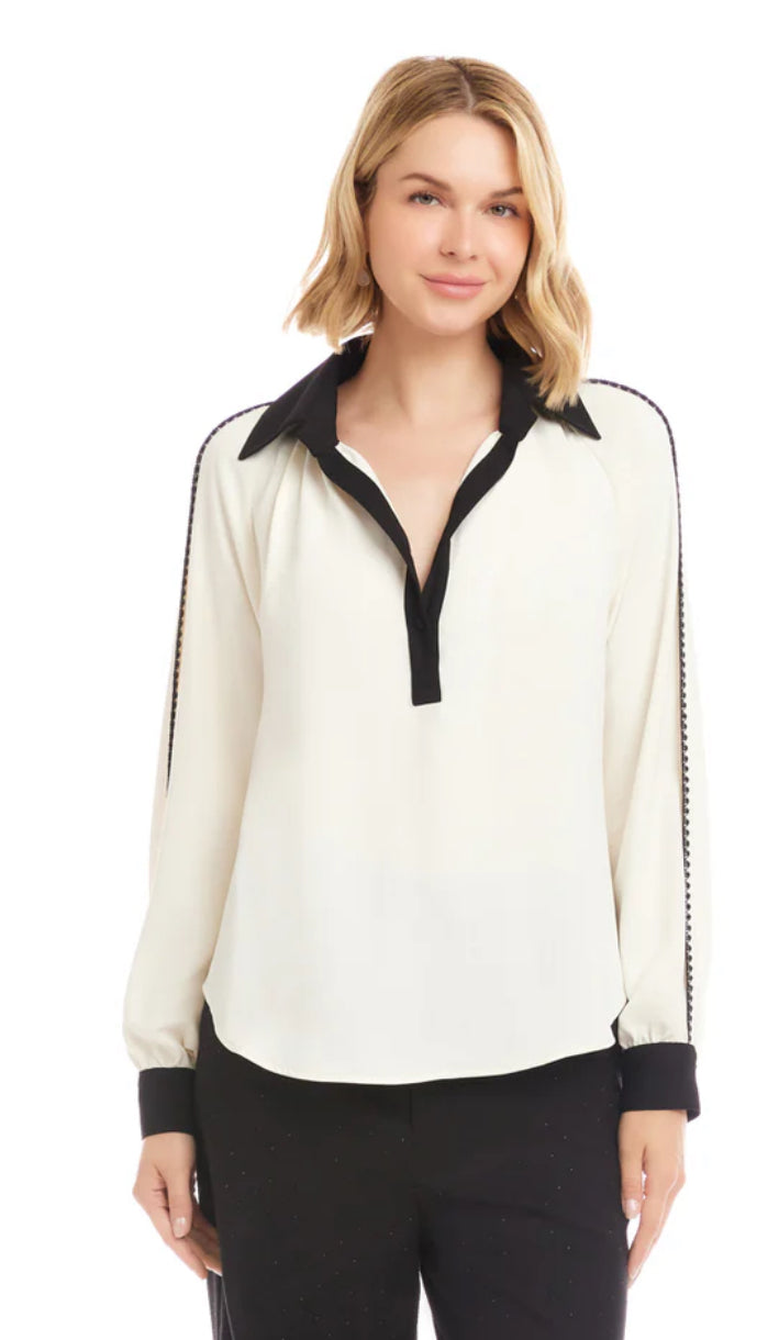 Karen Kane Colorblock Edge Stitch Top