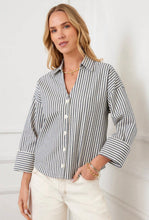 Load image into Gallery viewer, Karen Kane Stripe Cuffed Sleeve Top
