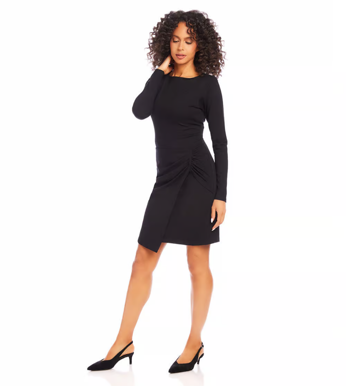 Karen Kane Women's Pleated Faux Wrap Dress, Black, Medium Karen Kane Women's Pleated Faux Wrap Dress, Black, Medium