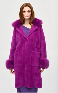 Joseph Ribkoff Faux Fur Sweater Coat