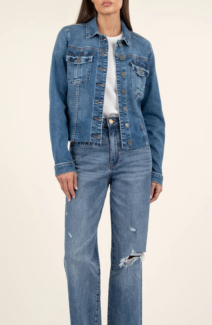 KUT Kara Raw Hem Denim Jacket