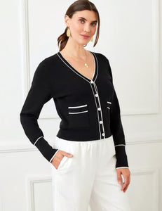 Karen Kane Contrast Trim Cardigan