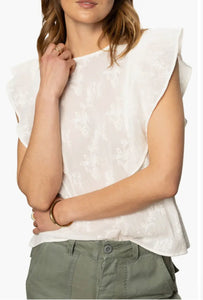 Sanctuary Smitten Ruffle Sleeve Embroidered Top