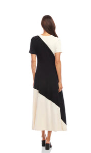 Karen Kane Short Sleeve Contrast Midi Dress