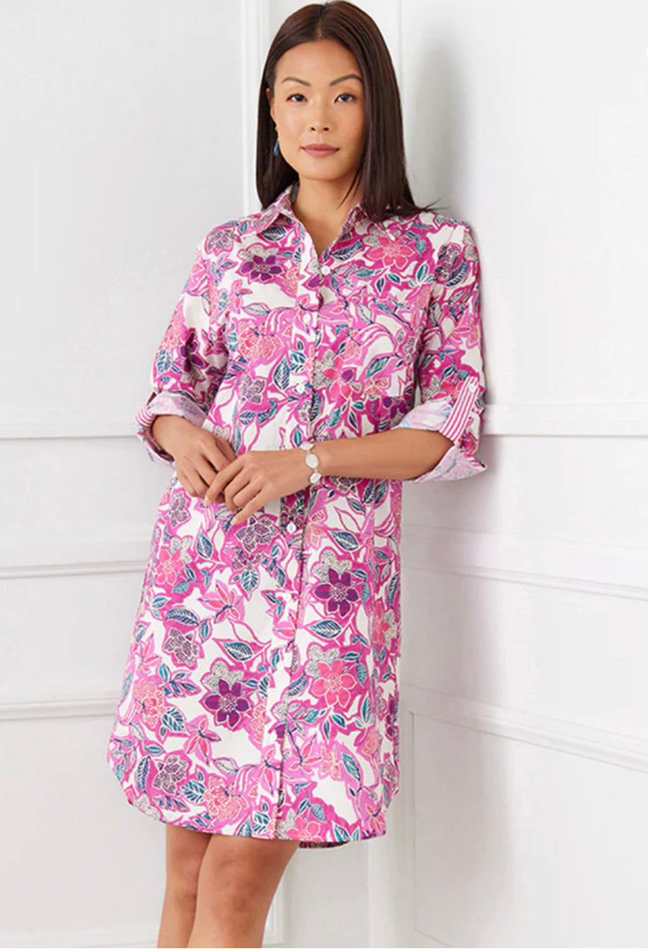 karen kane shirt dress Karen Kane Embroidered Shirt Dress