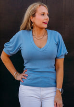 Load image into Gallery viewer, Karen Kane Ribbed V-Neck Short Sleeve Top
