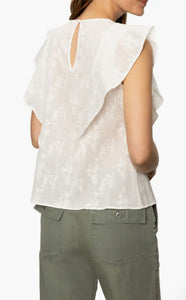Sanctuary Smitten Ruffle Sleeve Embroidered Top