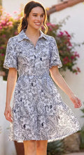 Load image into Gallery viewer, Karen Kane Puff Sleeve Tiered Shirtdress
