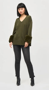 Joseph Ribkoff Tunic with Fur Cuffs