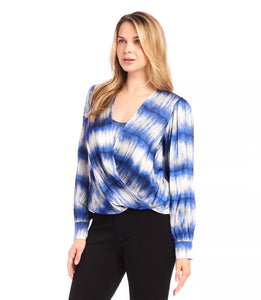 Karen Kane Satin Drape Front Blouse