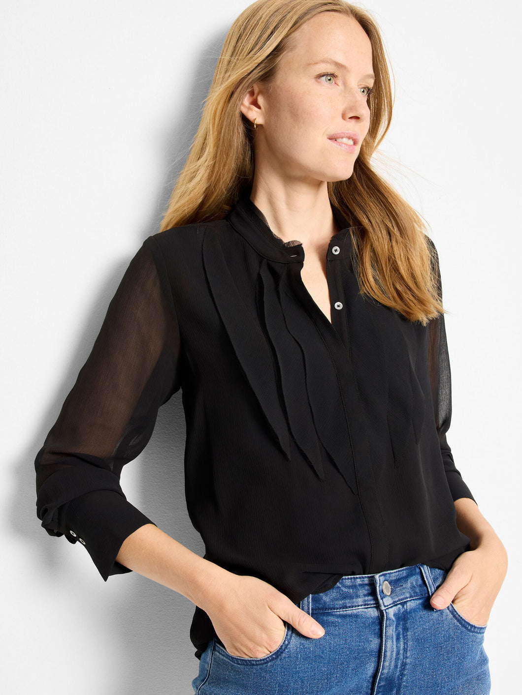 Nic+Zoe Falling Chiffon L/S Top