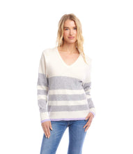 Load image into Gallery viewer, Karen Kane Striped V-Neck Sweater
