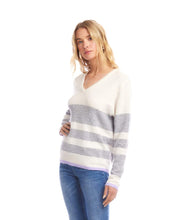 Load image into Gallery viewer, Karen Kane Striped V-Neck Sweater
