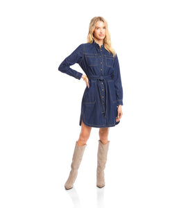 Karen Kane Belted Denim Shirtdress