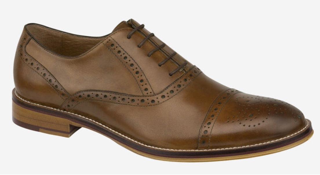 Johnston & Murphy Conrad cap toe tan calf skin shoes Conard 2.0 Tan Cap Toe Shoe | Johnston & Murphy - Harpers main image 3