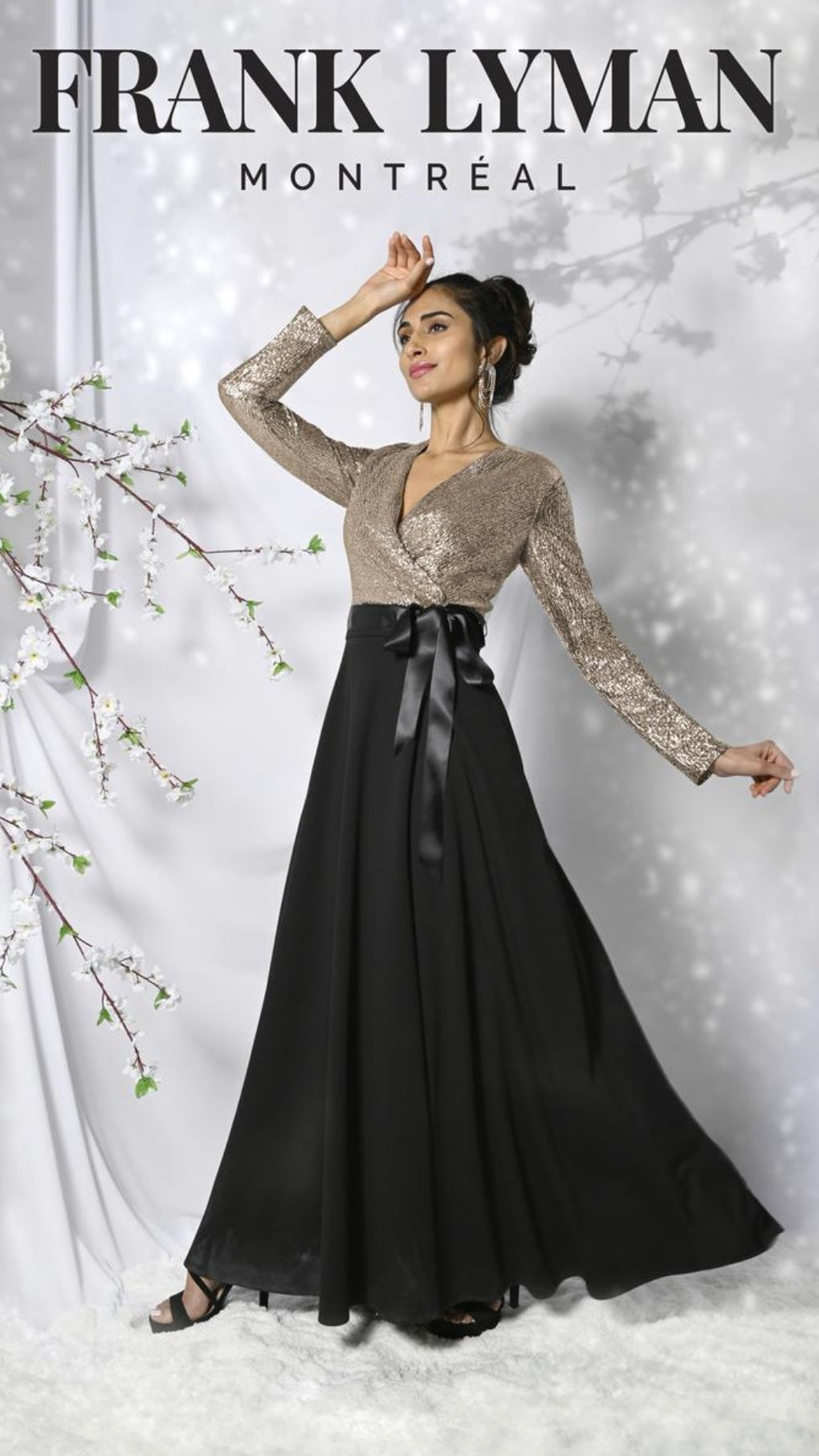 frank lyman formal dresses Frank Lyman Navy Sparkle Long Rouched Dress Midnight / 12