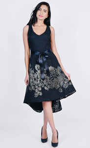 Frank Lyman Lace Dress with Gold Detail