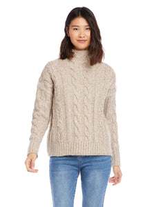 Karen Kane Mock Neck Cable Sweater