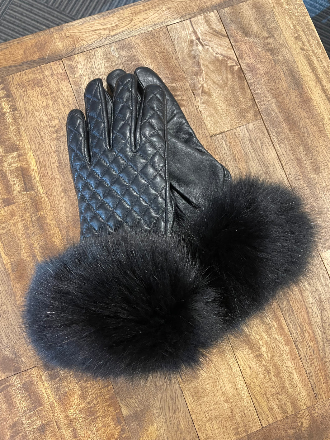 Mitchie's Quilted Leather with Fox Fur